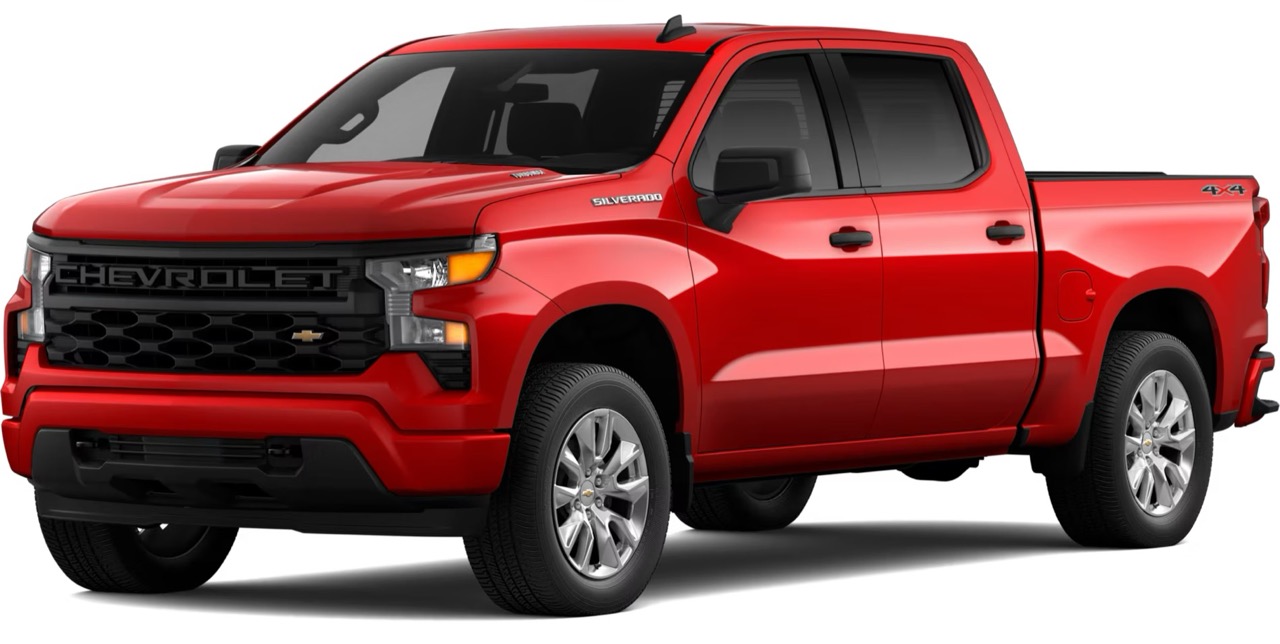 A 2026 Chevrolet Silverado 1500 Custom trim level on a clean background